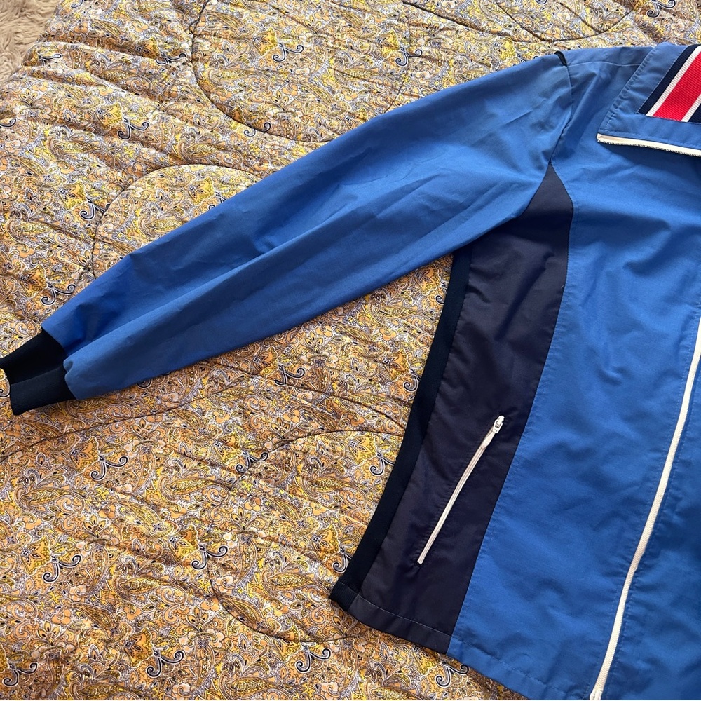 Vintage 70s 80s Tenson Sweden Blue & Navy Zip Windbreaker Streetwear Jacket - Picture 2 of 16